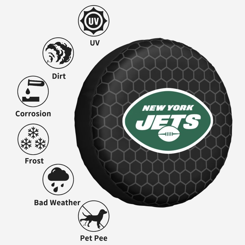 New York Jets Grid printed car tire cover dustproof and waterproof tire cover