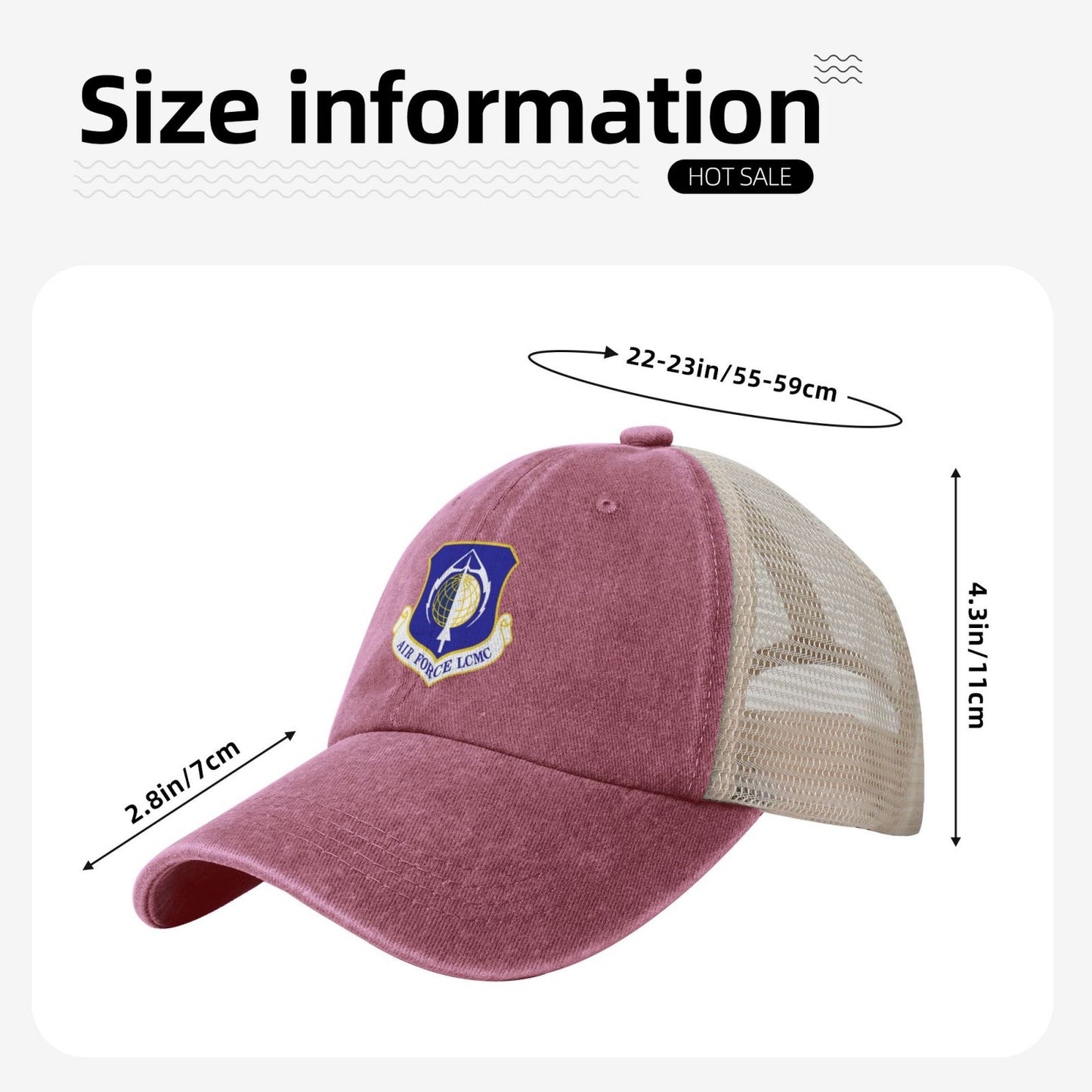 Air Force Life Cycle Management Center Printed unisex baseball cap adjustable grid baseball cap veteran gift