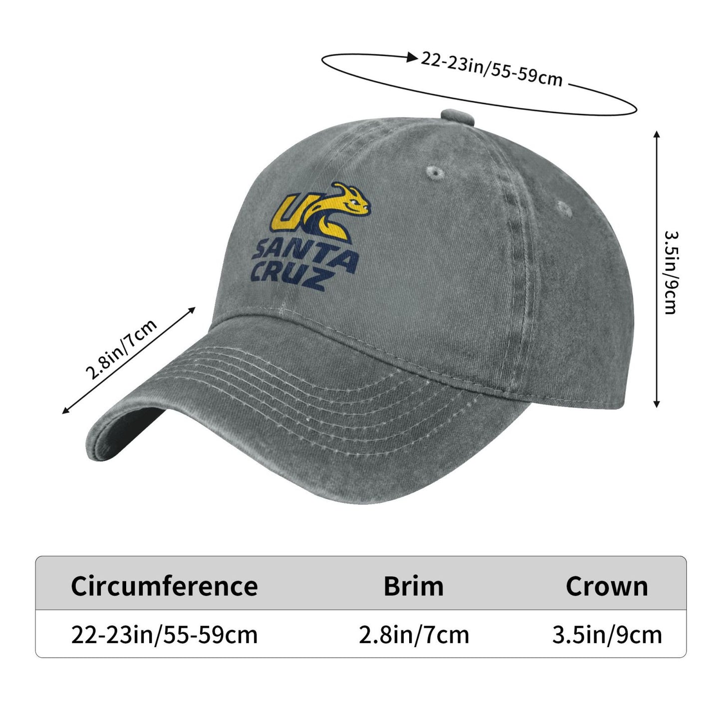 UC Santa Cruz Banana Slugs Logo Printed unisex baseball cap adjustable cap outdoor sun hats trucker hat