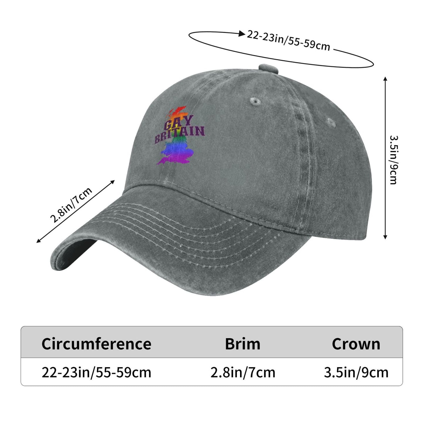 Gay Britain! Rainbow UK LGBTQ Printed unisex baseball cap adjustable cap outdoor sun hats trucker hat