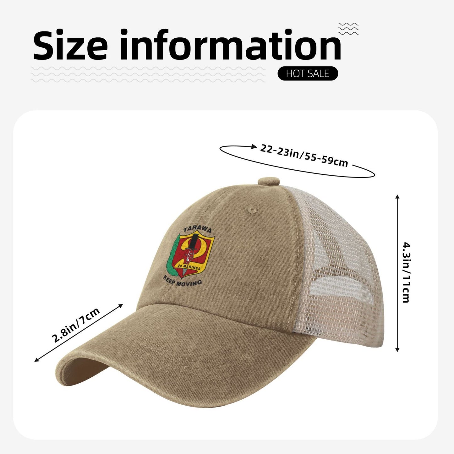 2nd Marine Regiment Printed unisex baseball cap adjustable grid baseball cap veteran gift