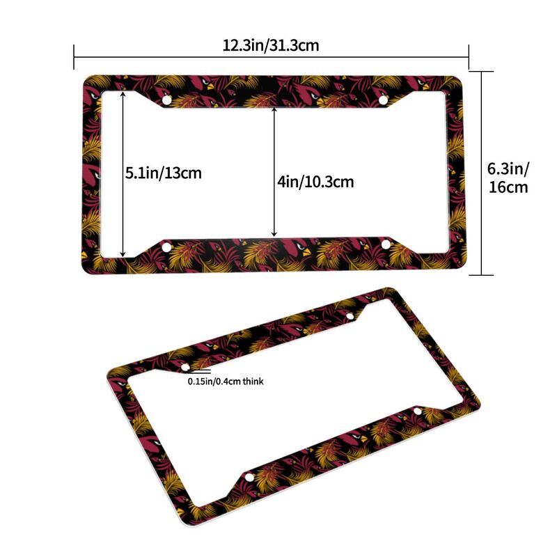 Arizona Cardinals Print Car license plate frame four hole license plate holder (one pair)