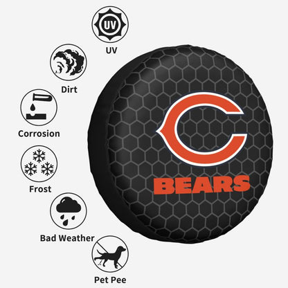 Chicago Bears Grid printed car tire cover dustproof and waterproof tire cover
