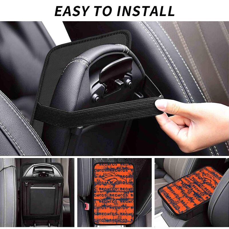 Denver Broncos print Car armrest box protective cover car center console armrest pad