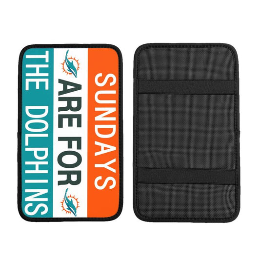 Miami Dolphins Personalized printed car armrest cover Car handrail box cushion