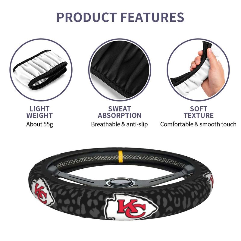 Kansas City Chiefs Printed elastic steering wheel cover car anti-skid cover