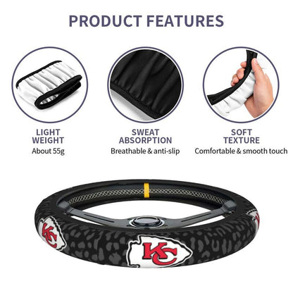 Kansas City Chiefs Printed elastic steering wheel cover car anti-skid cover