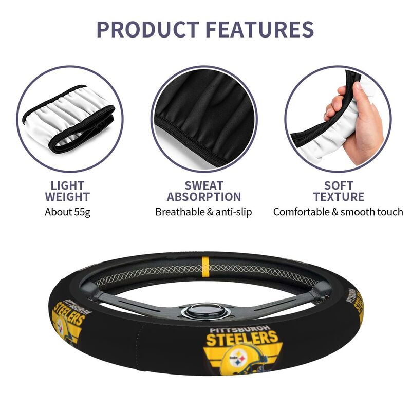 Pittsburgh Steelers 3 Printed elastic steering wheel cover anti slip breathable
