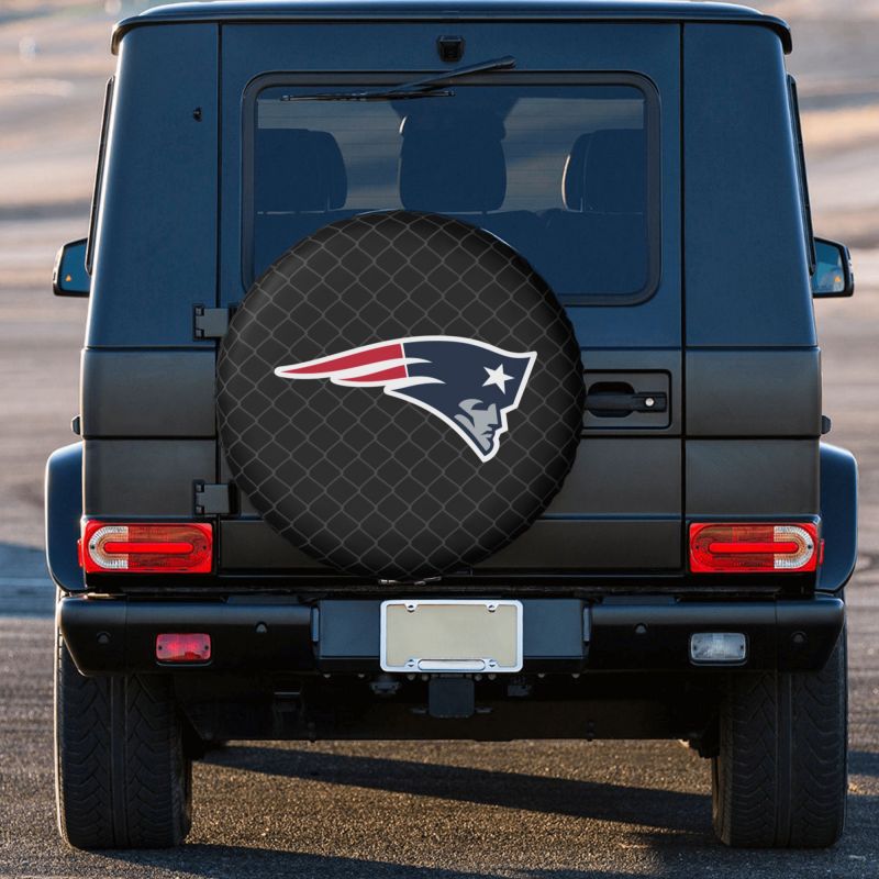 New England Patriots Grid background car tire waterproof dustproof protective cover