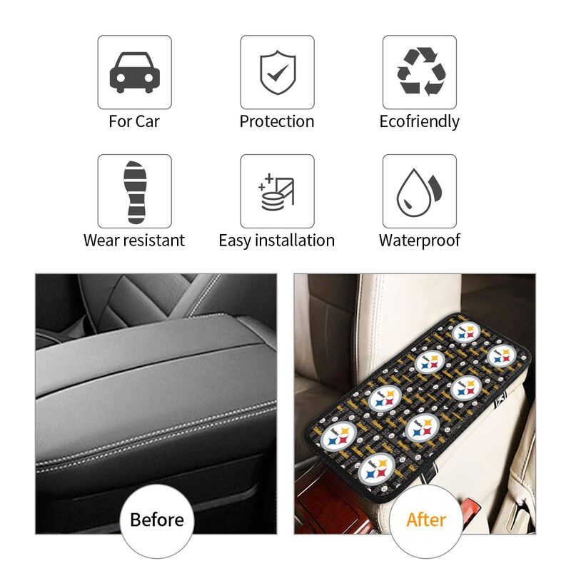 Car armrest box pad Pittsburgh Steelers Printed central armrest box elbow pad