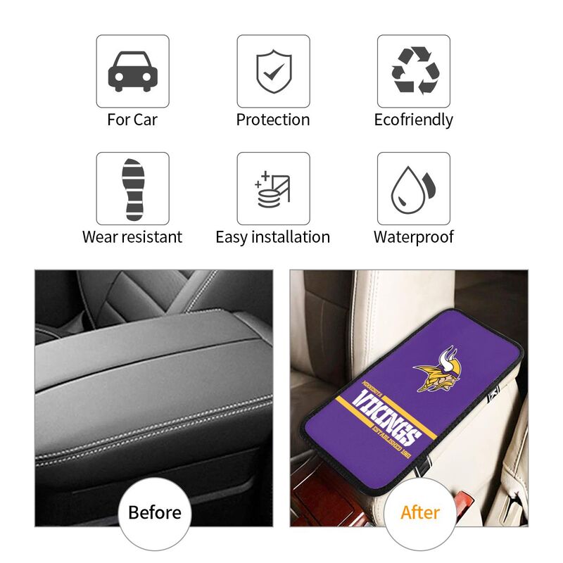 Minnesota Vikings Printed car armrest box pad Protective pad