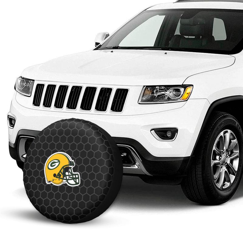 Green Bay Packers Grid printed car tire cover dustproof and waterproof tire cover
