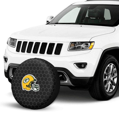 Green Bay Packers Grid printed car tire cover dustproof and waterproof tire cover