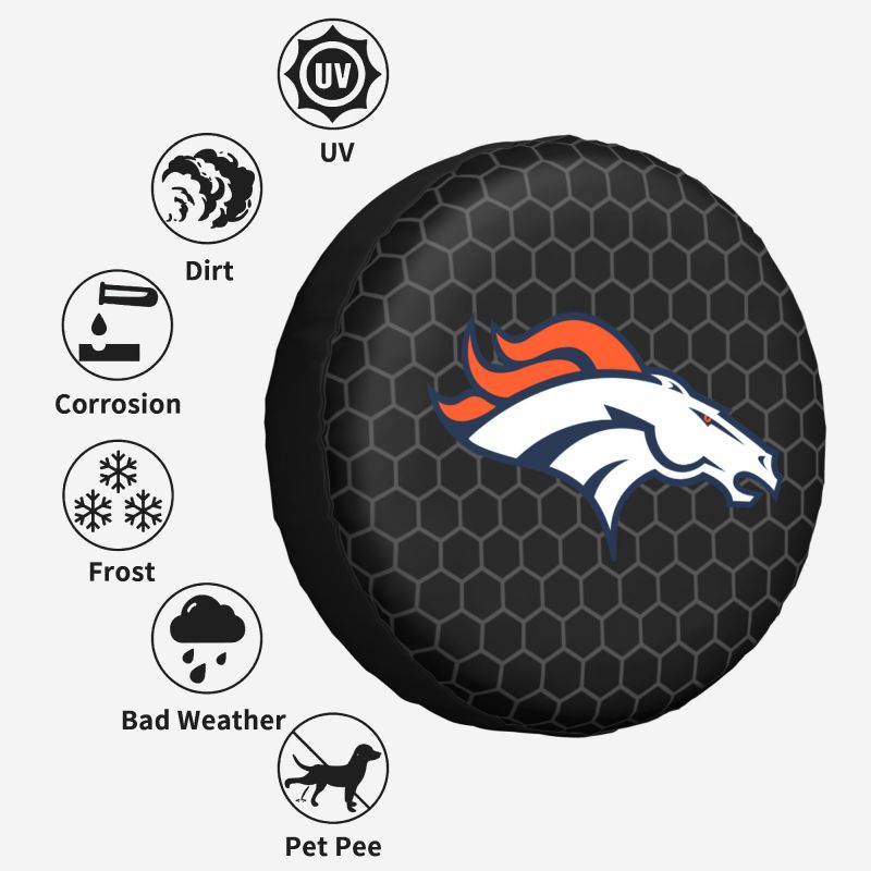 Denver Broncos Grid printed car tire cover dustproof and waterproof tire cover