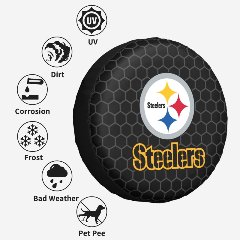 Pittsburgh Steelers 2 Grid printed car tire cover dustproof and waterproof tire cover