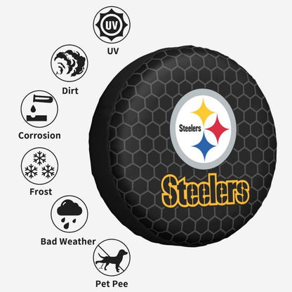 Pittsburgh Steelers 2 Grid printed car tire cover dustproof and waterproof tire cover