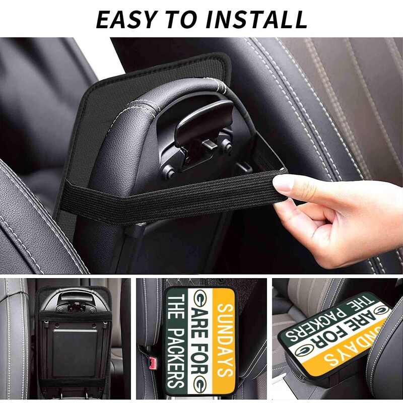 Green Bay Packers Personalized printed car armrest cover Car handrail box cushion