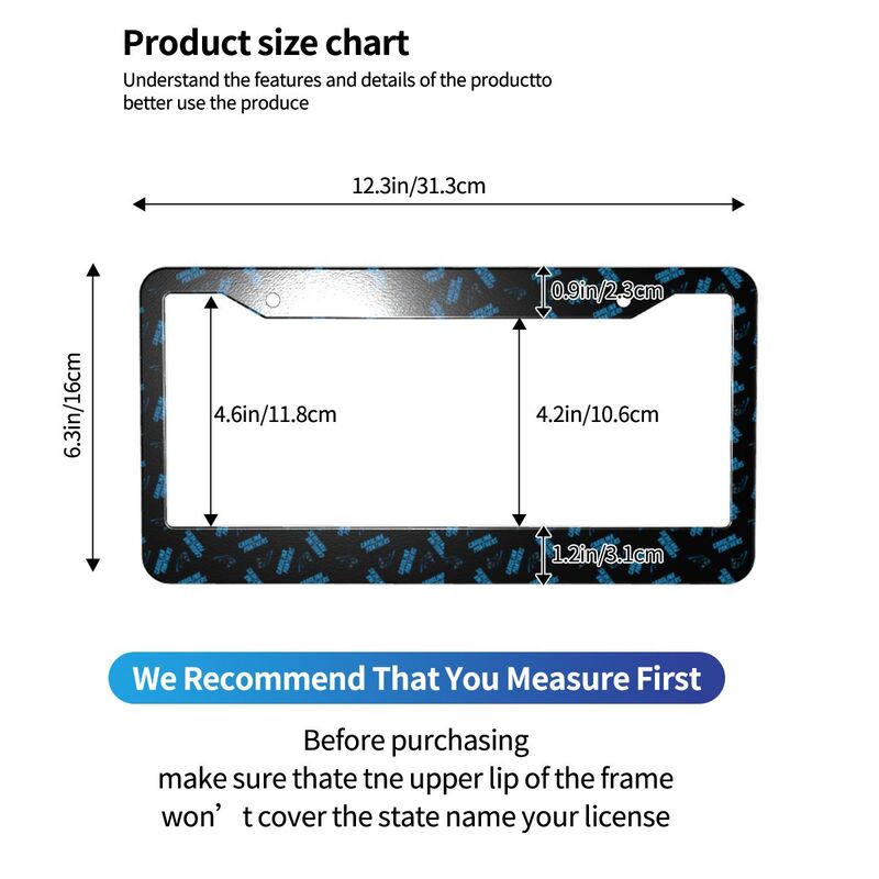 Carolina Panthers Print front rear license plate holder circular hole license plate holder (one pair)