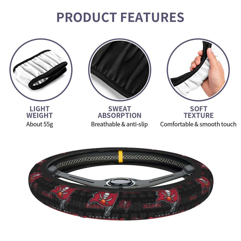 Tampa Bay Buccaneers Printed breathable elastic steering wheel cover anti slip cover