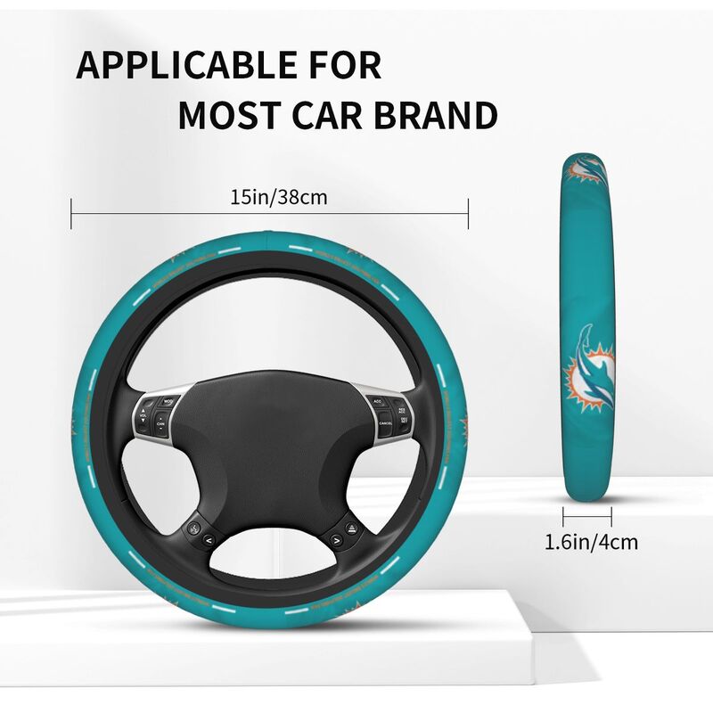 Miami Dolphins 2 Printed breathable elastic steering wheel anti slip cover