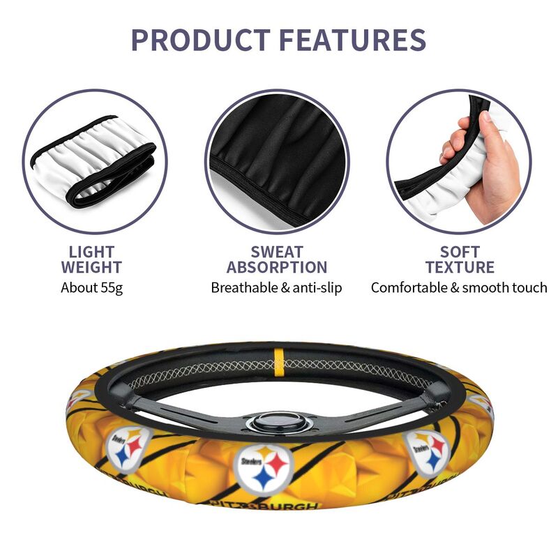 Pittsburgh Steelers Printed car protective cover elastic steering wheel cover