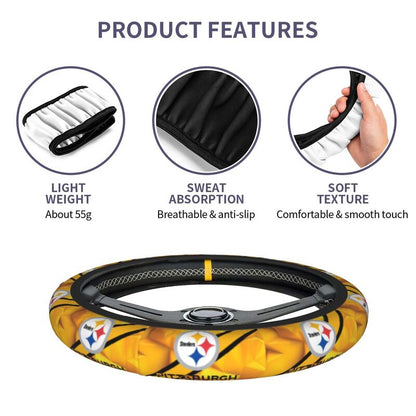Pittsburgh Steelers Printed car protective cover elastic steering wheel cover