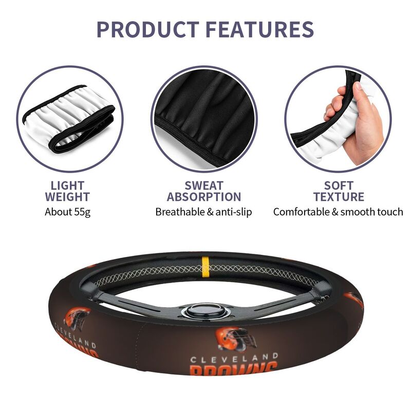 Cleveland Browns 2 Printed breathable elastic steering wheel cover