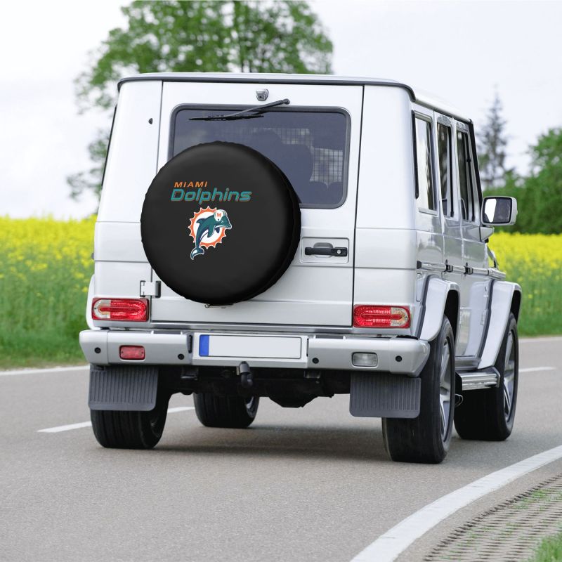 Miami Dolphins 2 Car tire protective cover waterproof and dustproof tire cover