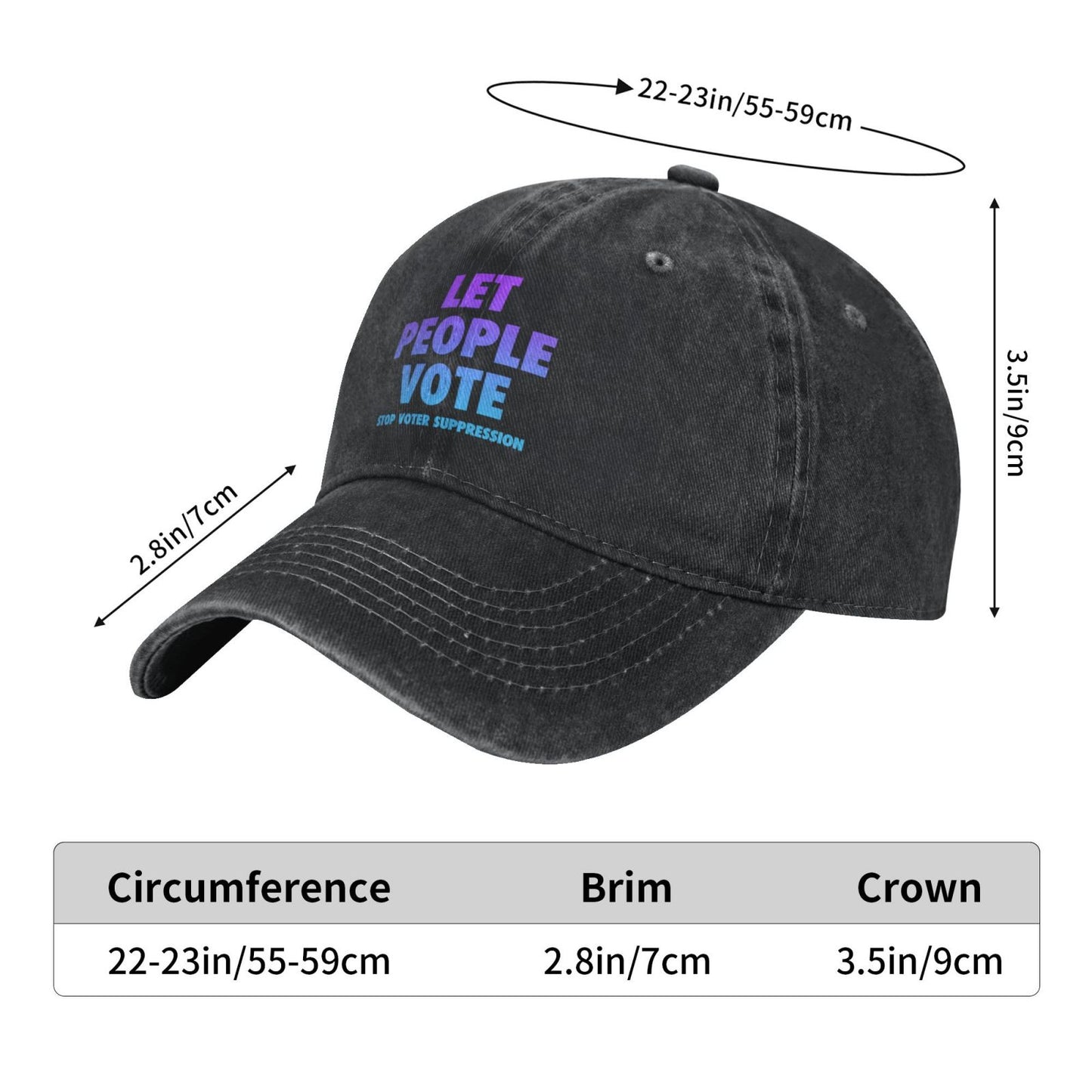 Let People Vote Stop Voter Suppression Printed unisex baseball cap adjustable cap outdoor hats trucker gift hat