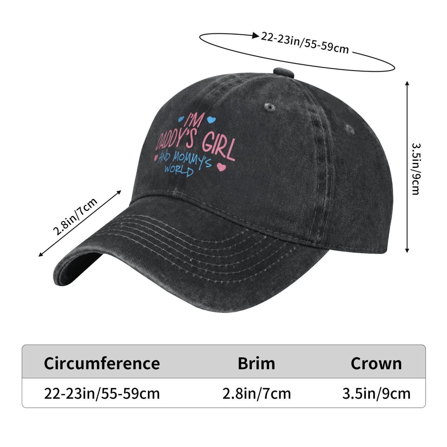 I'M DADDY'S GIRL AND MOM MY'S WORLD Printed unisex baseball cap adjustable cap outdoor sun hats trucker hat