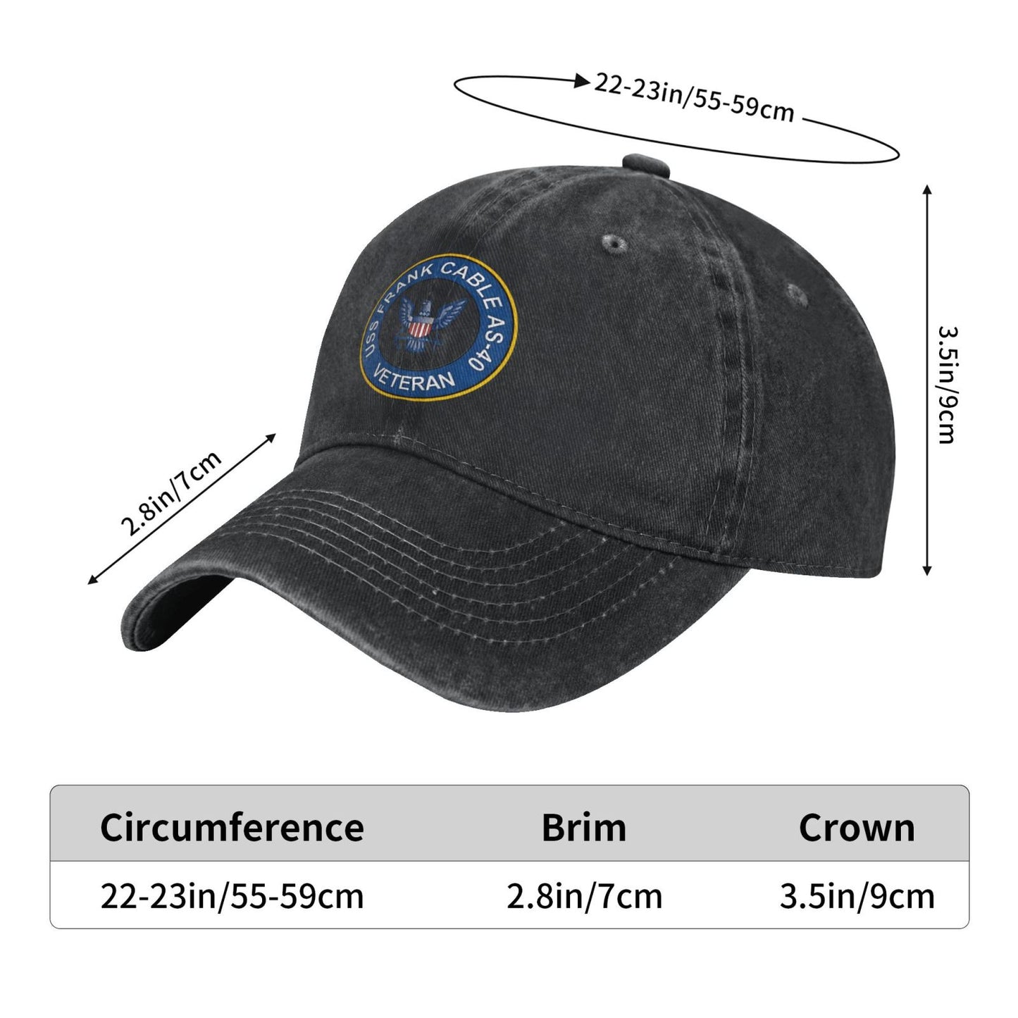 USS FRANK CABLE AS-40 VETERAN Printed unisex baseball cap adjustable cap outdoor sunshade trucker hat