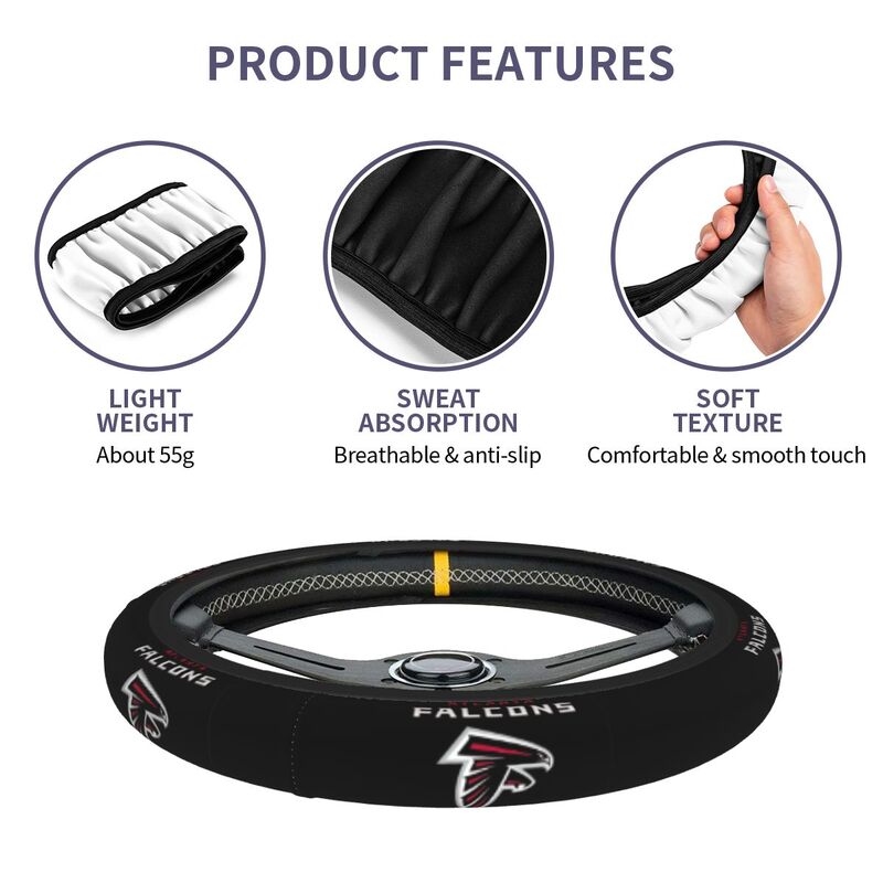 Atlanta Falcons Printed breathable elastic steering wheel cover anti slip cover