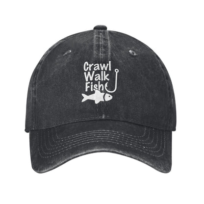 Crawl Walk Fish Printed unisex baseball cap adjustable cap outdoor sun hats trucker hat