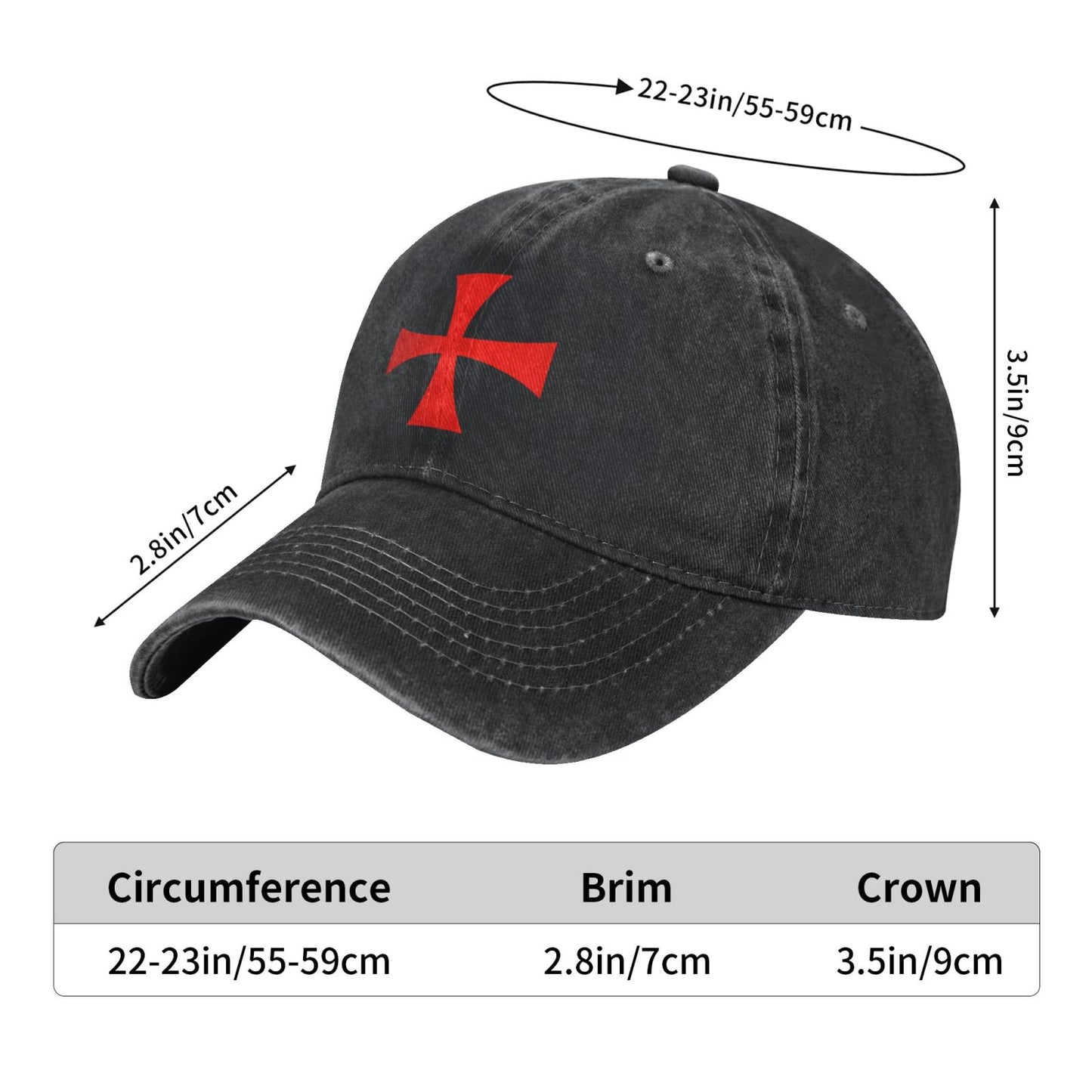 Vintage Knights Templar Cross Printed unisex baseball cap adjustable cap outdoor trucker hat veterans Gifts