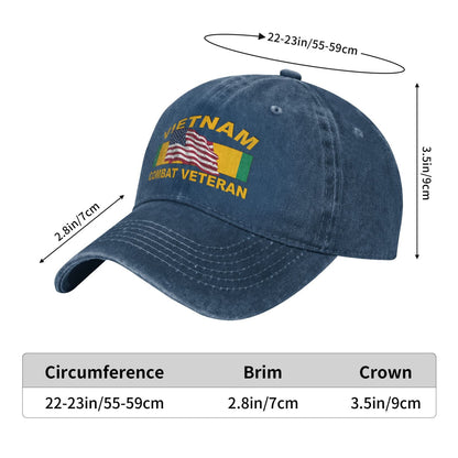 Vietnam Combat Veteran With Flag Printed unisex baseball cap adjustable cap outdoor sun hats trucker hat