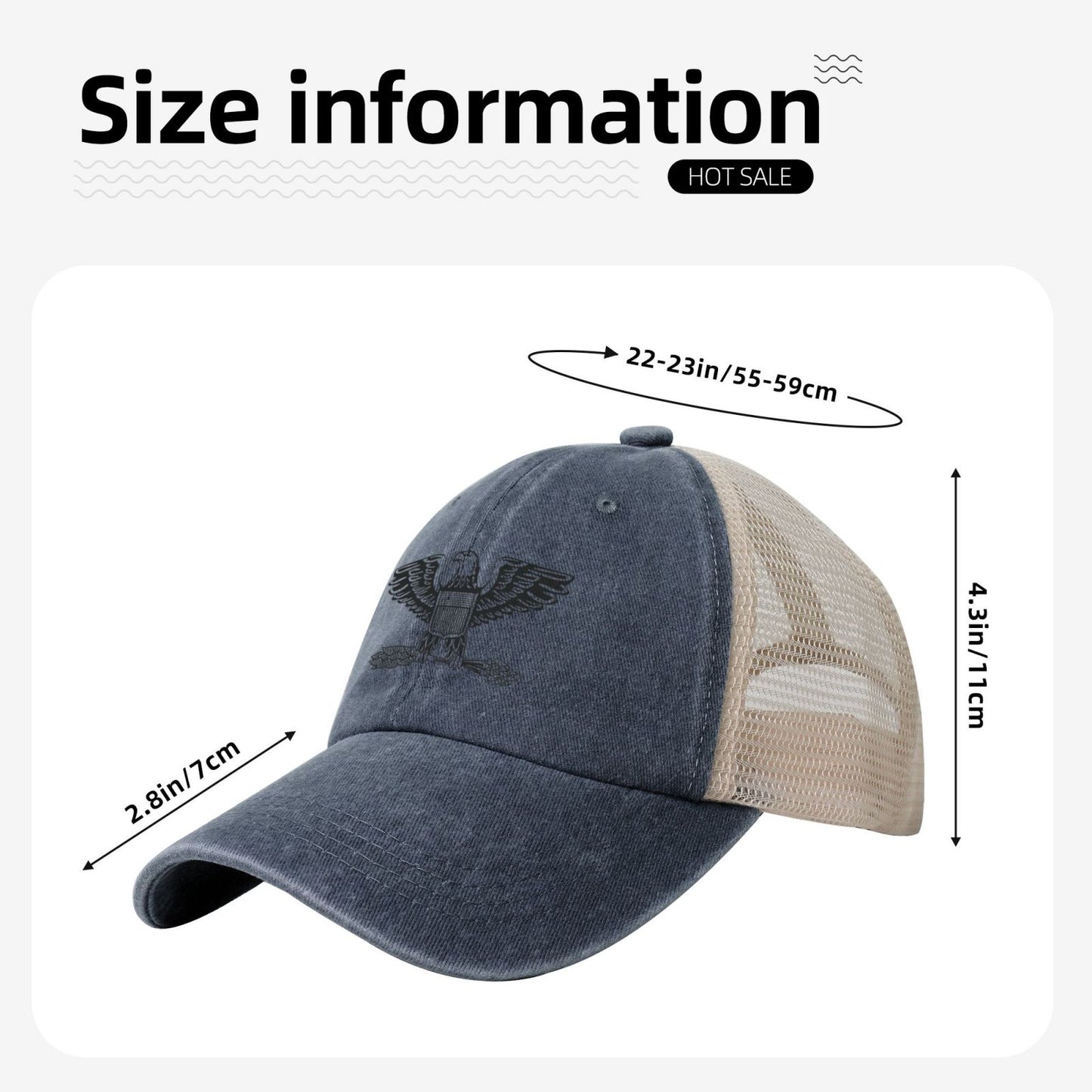 US-O6 Insignia Printed unisex baseball cap adjustable grid baseball cap veteran gift