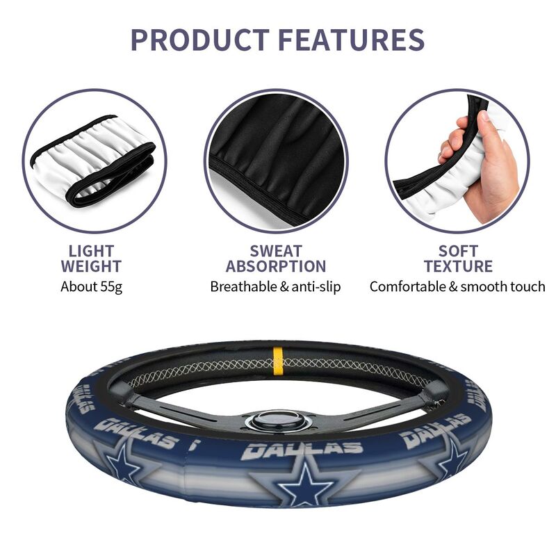 Dallas Cowboys Printed elastic steering wheel cover car steering wheel protective cover