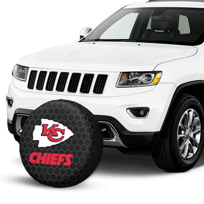 Kansas City Chiefs Grid printed car tire cover dustproof and waterproof tire cover