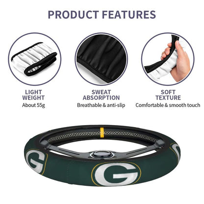 Green Bay Packers 2 Printed breathable elastic steering wheel anti slip cover