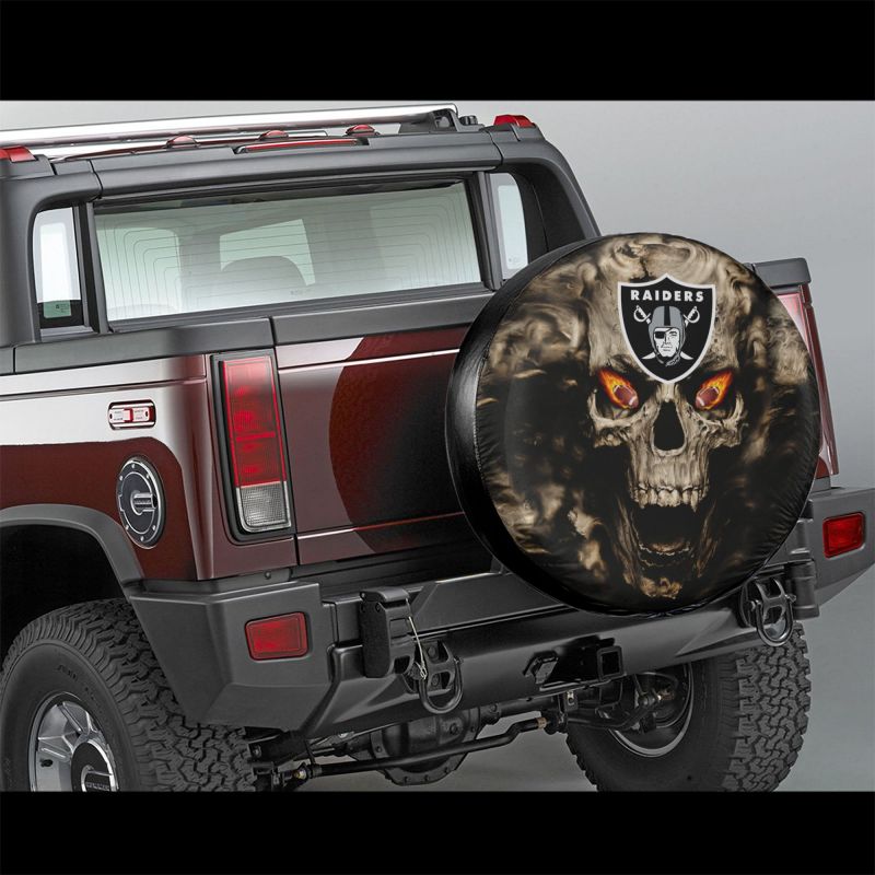 Las Vegas Raiders print Skull print car tire cover tire dust cover