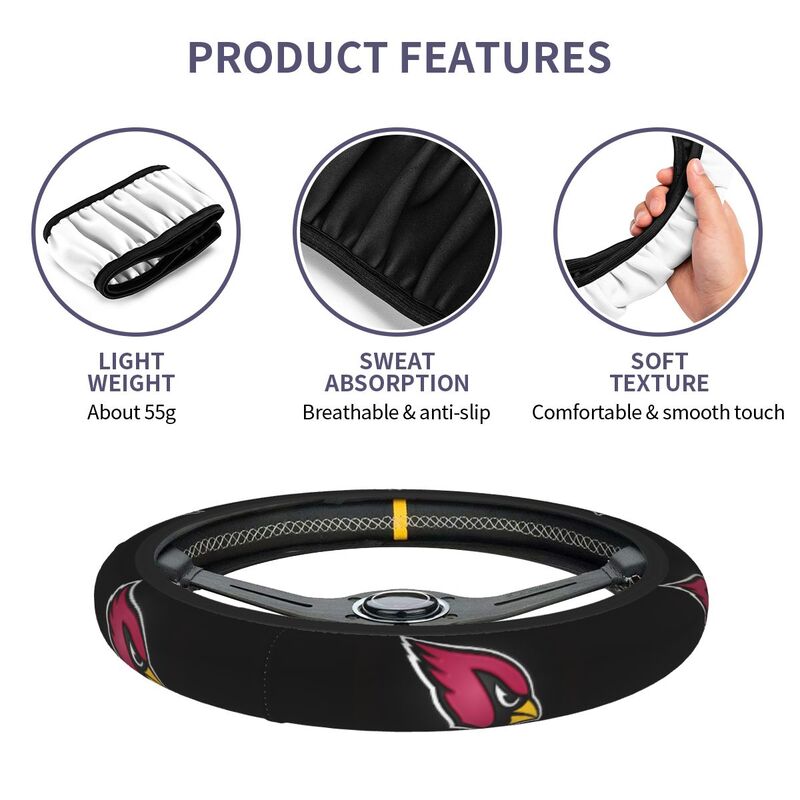 Arizona Cardinals Printed breathable elastic steering wheel protective cover