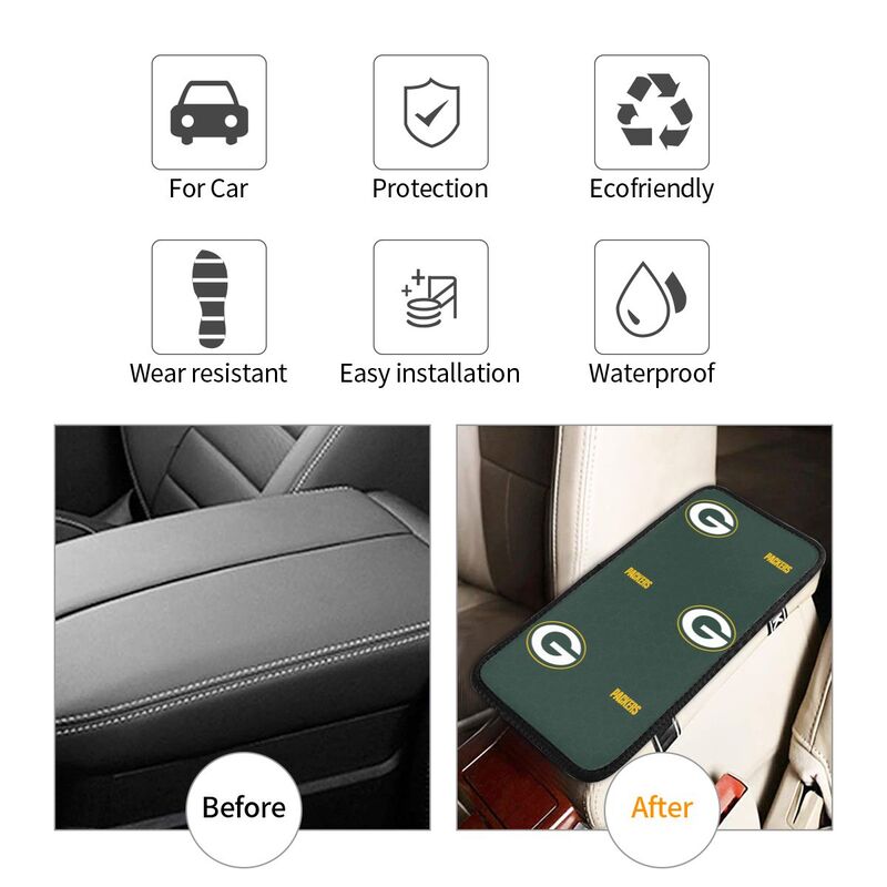 Car armrest box pad Green Bay Packers Printed center armrest box pad protective pad