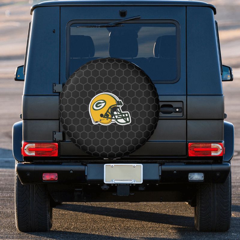 Green Bay Packers Grid printed car tire cover dustproof and waterproof tire cover