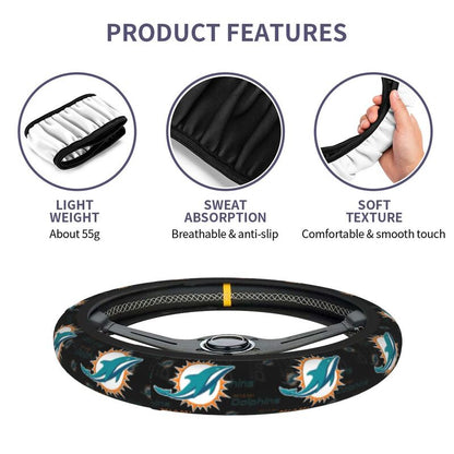 Miami Dolphins Printed breathable elastic steering wheel protective cover