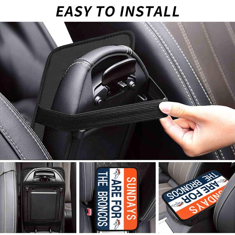Denver Broncos Personalized printed car armrest cover Car handrail box cushion