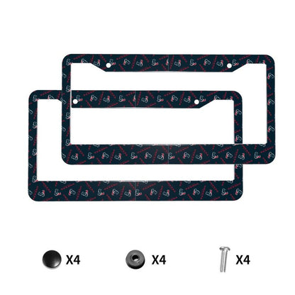 Houston Texans Print front rear license plate holder circular hole license plate holder (one pair)