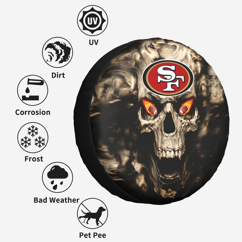 San Francisco 49ers print Skull print car tire cover tire dust cover
