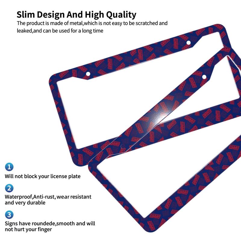 New York Giants Print front rear license plate holder circular hole license plate holder (one pair)