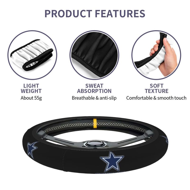 Dallas Cowboys 2 Printed car protective cover elastic steering wheel cover