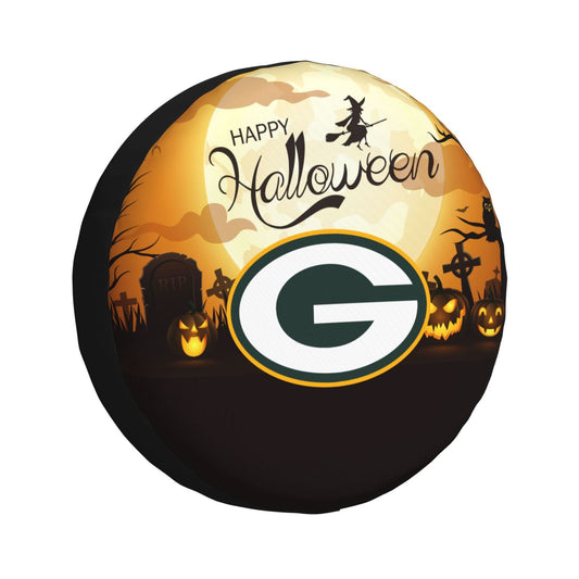 Green Bay Packers Print Halloween background printed tire dust cover car tire cover